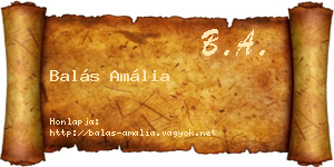 Balás Amália névjegykártya